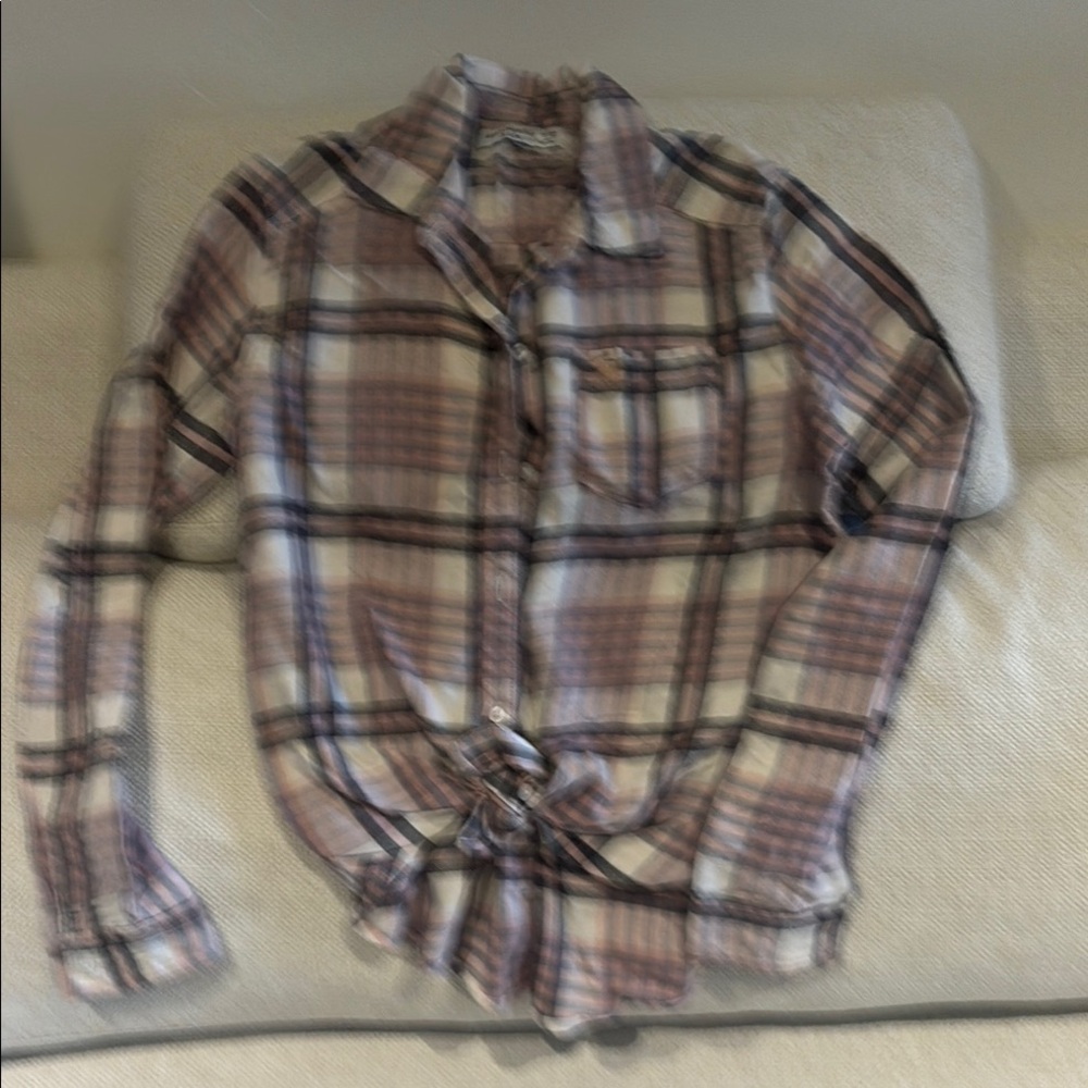 Abercrombie & Fitch Pink and Black Plaid Shirt